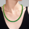 80ctw Round Cut Emerald Tennis Necklace in Gold