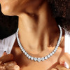 3-prong Setting Round Cut White Sapphire Tennis Necklace