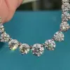 3-prong Setting Round Cut White Sapphire Tennis Necklace