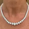 3-prong Setting Round Cut White Sapphire Tennis Necklace