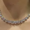 3-prong Setting Round Cut White Sapphire Tennis Necklace