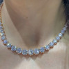 3-prong Setting Round Cut White Sapphire Tennis Necklace