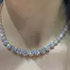 3-prong Setting Round Cut White Sapphire Tennis Necklace