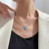10ct Heart Cut Blue Sapphire Mom's Necklace