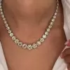 41ctw Bezel Setting Round Cut Vintage Milgrain Tennis Necklace