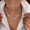 41ctw Bezel Setting Round Cut Vintage Milgrain Tennis Necklace