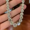 41ctw Bezel Setting Round Cut Vintage Milgrain Tennis Necklace