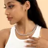 7mm Width 3-prong Round Cut White Sapphire Tennis Necklace