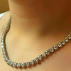 7mm Width 3-prong Round Cut White Sapphire Tennis Necklace