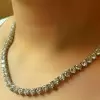 7mm Width 3-prong Round Cut White Sapphire Tennis Necklace