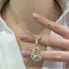 9.3ct Pear Cut White Sapphire Halo Pendant Necklace