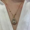 9.3ct Pear Cut White Sapphire Halo Pendant Necklace