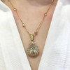 9.3ct Pear Cut White Sapphire Halo Pendant Necklace