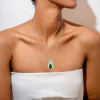 3ct Pear Cut Peridot Vintage Halo Pendant Necklace