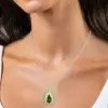 3ct Pear Cut Peridot Vintage Halo Pendant Necklace