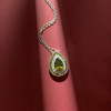 3ct Pear Cut Peridot Vintage Halo Pendant Necklace