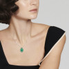 3ct Pear Cut Emerald Vintage Halo Pendant Necklace