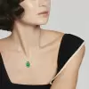 3ct Pear Cut Emerald Vintage Halo Pendant Necklace