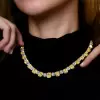 120ctw Two Tone Cushion Cut Yellow&White Sapphire Necklace