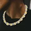 120ctw Two Tone Cushion Cut Yellow&White Sapphire Necklace