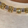 120ctw Two Tone Cushion Cut Yellow&White Sapphire Necklace