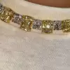 120ctw Two Tone Cushion Cut Yellow&White Sapphire Necklace