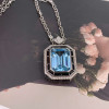 15ct Emerald Cut Aquamarine Art-deco Pendant Necklace