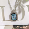 15ct Emerald Cut Aquamarine Art-deco Pendant Necklace
