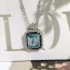 15ct Emerald Cut Aquamarine Art-deco Pendant Necklace