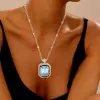 15ct Emerald Cut Aquamarine Art-deco Pendant Necklace