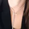 Round Cut White Sapphire Length Adjustable Necklace