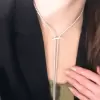 Round Cut White Sapphire Length Adjustable Necklace