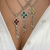 6ctw Pear Cut Emerald Flower Key Pendant Necklace