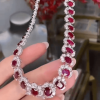 40ctw Oval Cut Ruby Halo Vintage Statement Necklace