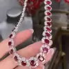 40ctw Oval Cut Ruby Halo Vintage Statement Necklace