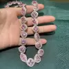 45ctw Multi-cut Pink Sapphire Double Halo Statement Necklace