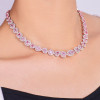 45ctw Multi-cut Pink Sapphire Double Halo Statement Necklace