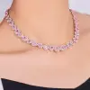 45ctw Multi-cut Pink Sapphire Double Halo Statement Necklace