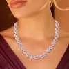 45ctw Multi-cut Pink Sapphire Double Halo Statement Necklace