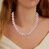45ctw Multi-cut Pink Sapphire Double Halo Statement Necklace