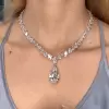 20ct Pear Cut White Sapphire Pendant Necklace