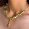 60ctw Pear Cut Yellow Sapphire Pendant Necklace in Gold
