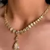 60ctw Pear Cut Yellow Sapphire Pendant Necklace in Gold