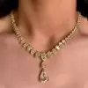 60ctw Pear Cut Yellow Sapphire Pendant Necklace in Gold
