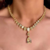 60ctw Pear Cut Yellow Sapphire Pendant Necklace in Gold