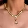 60ctw Pear Cut Yellow Sapphire Pendant Necklace in Gold