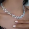 Round Cut White Sapphire Flower Necklace