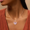 Halo Invisable Set Pink Sapphire Heart Necklace