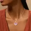 Halo Invisable Set Pink Sapphire Heart Necklace