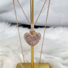 Halo Invisable Set Pink Sapphire Heart Necklace